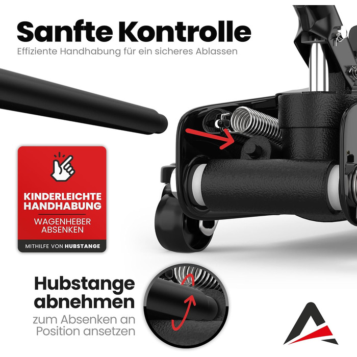 Гідравлічний домкрат Wagenheber 2.5T низькопрофільний з кейсом, 3 гумові накладки та адаптер для легкових авто та авто з заниженою підвіскою до 2500 кг, чорний