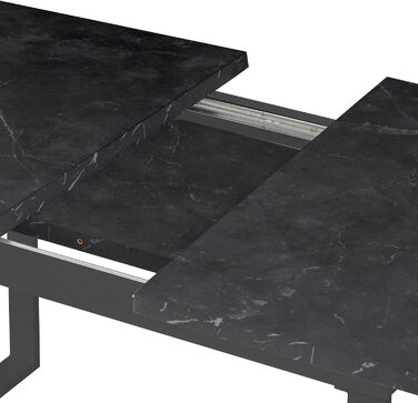 Розсувний обідній стіл B&D Home Anna | 120-160 x 80 см, на 4-6 осіб | стіл для кухні/їдальні з дерев'яними ніжками, чорний | скандинавський/індустріальний дизайн, Texas-Eiche (дуб Техас), 11202-US-EITE (чорний мармур/чорний)