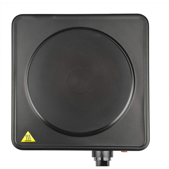 Електрична плитка Girmi PE26 з чавунною поверхнею, 1500 Вт, 5 температурних режимів, діаметр 18,5 см, чорна