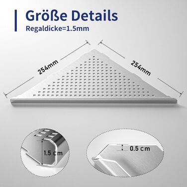 Поличка для душу Eck, нержавіюча сталь 304, 2 шт., для плитки, монтаж в стіну, реновація ванної кімнати