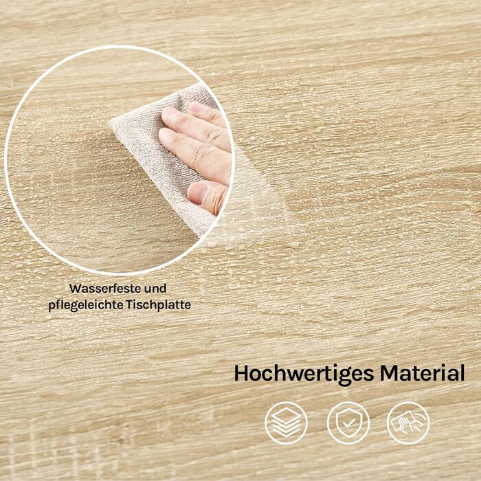 Стіл-бар WOLTU з шухлядою та полицями, вітрина для вина, кухонний стіл для бару, кухні, вітальні, їдальні (90 x 50 x 120 см, білий + світлий дуб)