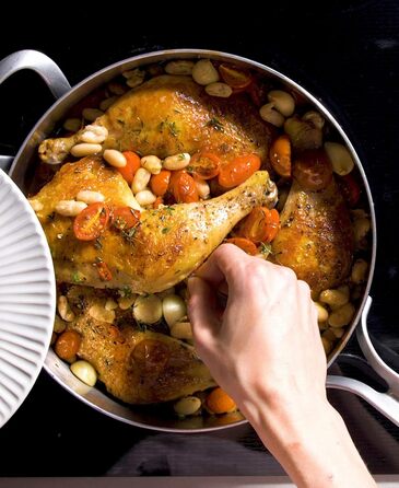 Сковорода GreenPan X Food 52 Five-Two Essentials з нержавіючої сталі Tri-Ply 4QT з кришкою, без PFAS, Multi-Clad, для індукційних плит, можна мити в посудомийній машині, термостійка, срібна