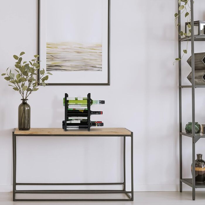 Стійка для вина Relaxdays металева на 9 пляшок, чорна, 30.5x27.5x20 см - підлоговий тримач для кухні та вітальні