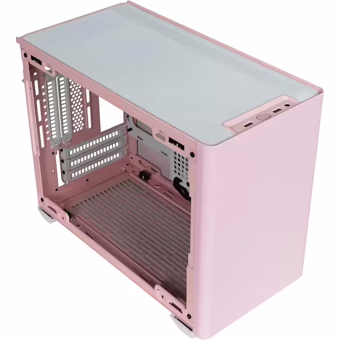 Корпус для ПК Cooler Master MasterBox NR200P Mini-ITX, загартоване скло, відмінне охолодження, вертикальне розташування відеокарти, безінструментальний доступ, рожевий Flamingo
