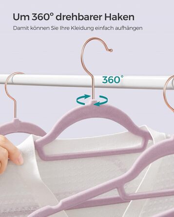 Набір вішалок SONGMICS 20 шт. з оксамитовим покриттям, для одягу, краваток, рушників, 360° обертання, срібно-світло-зелені