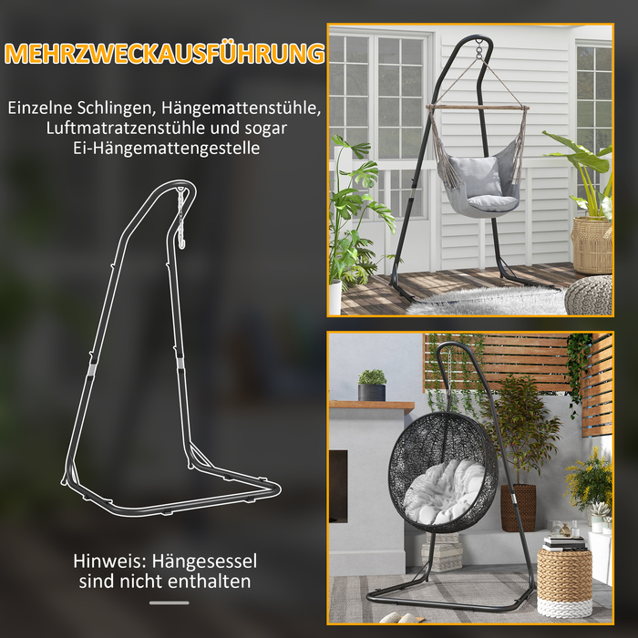 Підставка для гамака/крісла-гойдалки, металева конструкція, чорна, 133 см x 116 см x 195/230 см