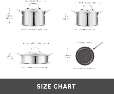 Набір каструль та сковорідок Karaca Ceramica Steel 3Ply: 7 предметів з нержавіючої сталі та керамічним покриттям