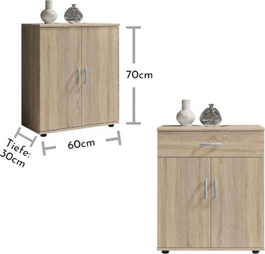 Сучасний комод з шухлядою, багато місця для зберігання, 118x70x30 см, Дуб Сонома