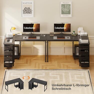 Комп'ютерний кутовий стіл Coleshome 100x70 см з 4 шухлядами, білий. Регульований стіл для офісу, кабінету, спальні. Розміри: 100x70 см, 120x70 см (чорний)
