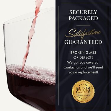 Скляний набір Elixir Glassware для червоного вина (4 шт.) – 625 мл, преміум-кристал, ручної витримки
