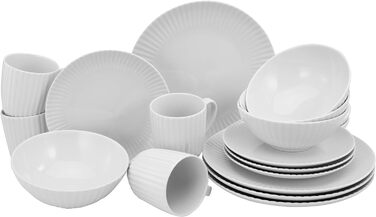 Серія ALLEGRA - Кольори, Набір посуду, (16 предметів, Комбо, білий), 22233