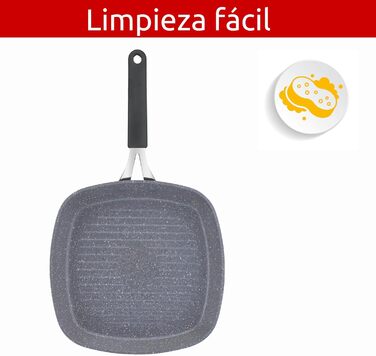 Гриль-пательня Lagostina Tempra Mineral з антипригарним покриттям, 26 см, сталь/алюміній, силіконовий ручка, ефект каменю, для всіх типів плит