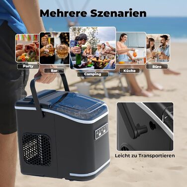 Машина для приготування льоду Acmeenjoy - компактна модель для кухні, офісу, бару та вечірок. Виготовляє 9 кубиків льоду за 6-8 хвилин, 12 кг за 24 години. Функція самоочищення.