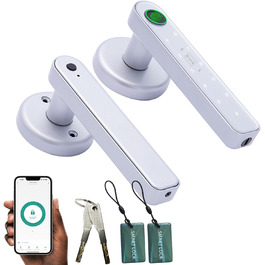 Розумний замок з відбитком пальця Smart 5-в-1: App-керування, відбиток пальця, IC-карта, пароль, запасний ключ. Електронний цифровий замок для дверей. Підходить для розумних дверей срібного кольору.