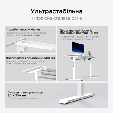 Стіл з електрорегулюванням висоти Anda Seat Xtreme Pro 1400x750 White