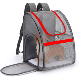Сумка для перенесення собак PETCUTE дихаюча переноска для маленьких собак легкі рюкзаки для домашніх тварин для кішок складаний похідний рюкзак для активного відпочинку з сітчастими віконними кишенями (червоний)