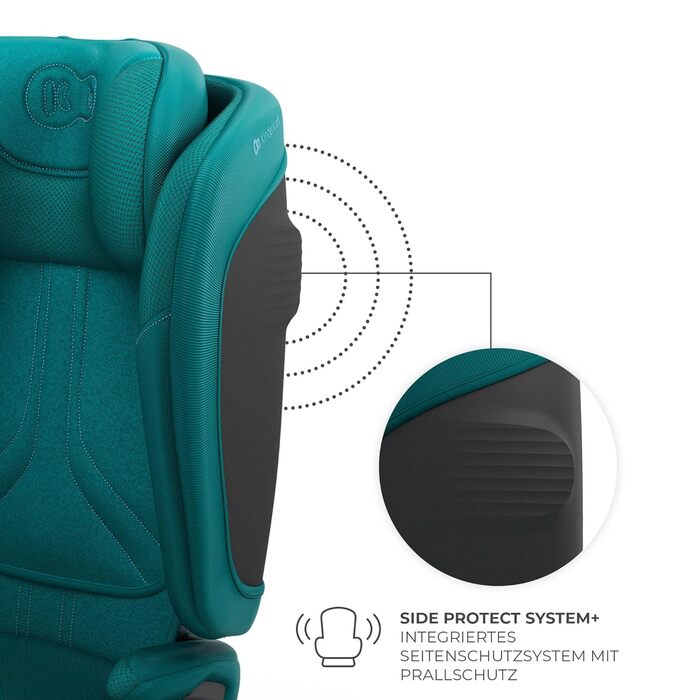 Автокрісло Kinderkraft UNITY 2 i-Size, 100-150 см, 3,5-12 років, регульована підголовник, AIR FLOW, 5 положень спинки, зелений