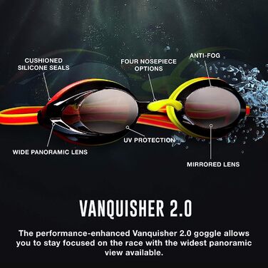 Окуляри для плавання Speedo Vanquisher 2.0, панорамні, антивідблискові, антизапотіваючі, із захистом від ультрафіолету Speedo Red