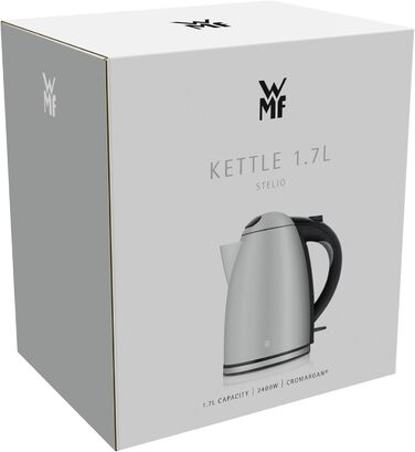 Електричний чайник WMF Stelio 1,7л з фільтром від накипу, нержавіюча сталь, матове покриття, підсвітка рівня води