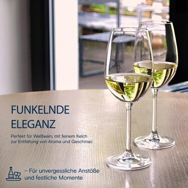 Набір келихів для білого вина Crystal Bohemia, 6 шт, 350 мл, стійкі до миття в посудомийній машині, довговічні та стійкі до подряпин. Елегантні келихи з кришталевого скла - ідеальний подарунок для поціновувачів вина.