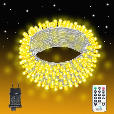 EASTERNSTAR Гірлянда світлодіодна мідний дріт 20м, 200 LED, EU штекер, 8 режимів, вологостійка, для декору інтер'єру, екстер'єру, саду, вечірки, Різдва, тепле біле світло