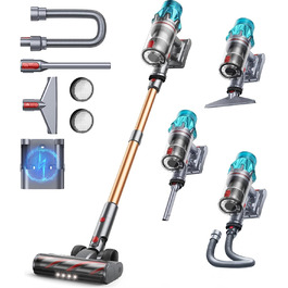 Бездротовий акумуляторний пилосос Fieety 8-в-1: потужне всмоктування 50kPa, 600W, 65 хвилин роботи, 1.6L, без мішка, для дому та авто, з турбощіткою та базою для зарядки. Ідеально для видалення шерсті тварин, килимів та твердих поверхонь.