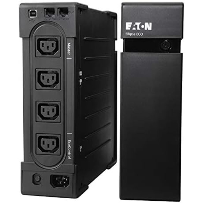 ДБЖ Eaton Ellipse ECO 650 USB DIN - автономне джерело безперебійного живлення (ДБЖ) - 650 ВА із захистом від перенапруг (4 виходи Schuko, акумулятор) - EL650USBDIN- чорний (650 ВА / IEC, сумісний у Франції, Німеччині, Італії, Іспанії та Великобританії)