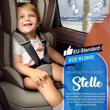 Автокрісло KIDUKU® 9-36 кг (1-12 років) 3-в-1, ECE R129/03, групи 1/2/3, для дітей, коричневе/бежеве