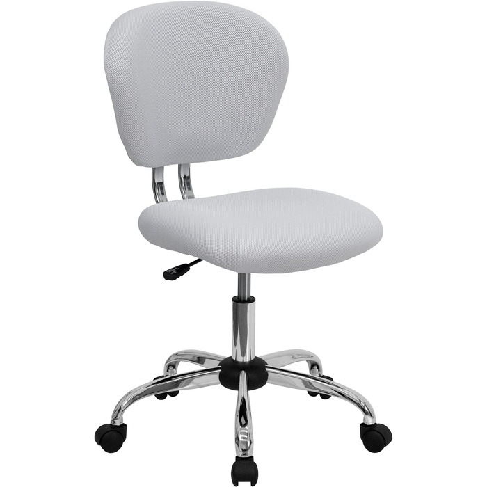 Офісне крісло Flash Furniture H-2376-F-WHT-GG, середня спинка, біла сітка, хромована основа, без підлокітників