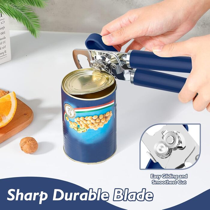 Відкривачка для консервів ручна, сталева, з великим зручним колесом та відкривачем для пляшок, багатобарвна