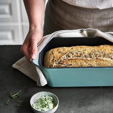 Форма для випічки Springlane з чавуну з кришкою 3L, емальована, для хліба, паштетів та запіканок, 33,5 x 13 см, м'ятного кольору
