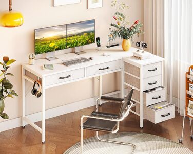 Комп'ютерний стіл Coleshome L-подібний з 6 шухлядами, білий, 126x80 см