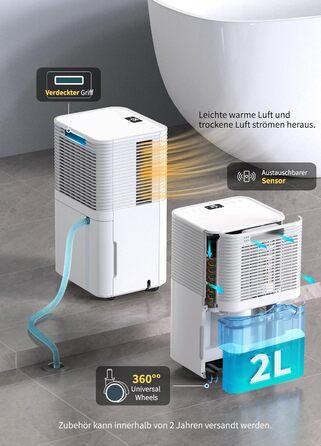 Електричний осушувач повітря 12л/день, сенсорне управління, дисплей, таймер, для дому, ванної кімнати, підвалу, білий