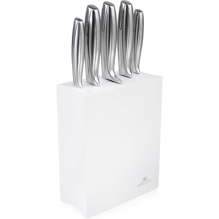 Набір кухонних ножів Gerlach Modern: 5 ножів у блоці з нержавіючої сталі (Kochmesser, Brotmesser, Gemüsemesser)