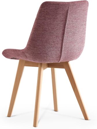 Набір з 2-х оббивних стільців для їдальні B&D Tania, рожевий, стиль кантрі/сканді, для кухні, офісу, туалетного столика, Webstoff Merlot, 11118-ROSA-2