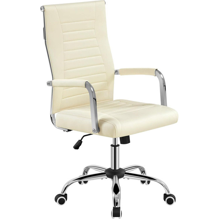 Офісний крісло Yaheetech з ергономічною спинкою та підлокітниками, для офісу та дому, до 136 кг, білий (бежевий)