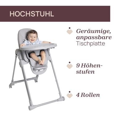 Дитячий стільчик Chicco Polly Armonia 3в1, сірий, до 40 кг, 9 рівнів висоти, регульована підніжка