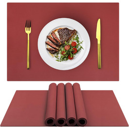 Силіконові підставки під тарілки, овальні, набір 4 шт., неслизькі, водонепроникні, термостійкі, для тераси (бордовий)