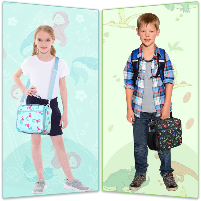 Дитяча сумка для ланчу Chase, ізольована сумка-холодильник, сумка для ланчу для хлопчиків і дівчаток з регульованою затискною ручкою, легка сумка для ланчу в школу, сумка для ланчу з зовнішнім тримачем для пляшок, чорний динозавр