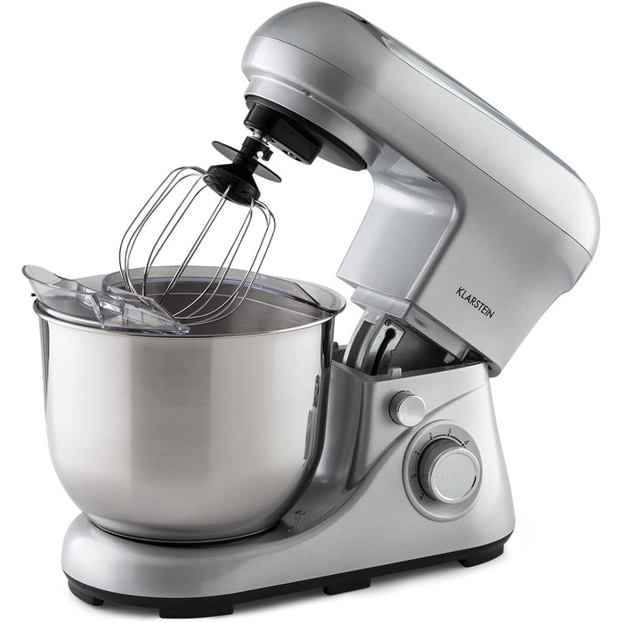 Міксер Klarstein Knetmaschine Küchenmaschine: планетарний міксер для випічки, 1300W, 6 швидкостей, 5л, срібний