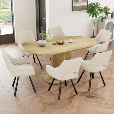 Обідній стіл WAFTING овальної форми, сучасний дизайн, для 4-6 осіб, 160x90x75 см, шпон дуба
