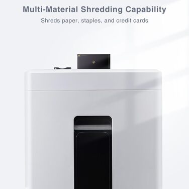 Шредер для паперу P4 з перехресним різанням: 60 хв безперервної роботи, знищення кредитних карт та скріпок. Офісний та домашній шредер з 21л контейнером, тихий, білий (бежевий, 10 аркушів)