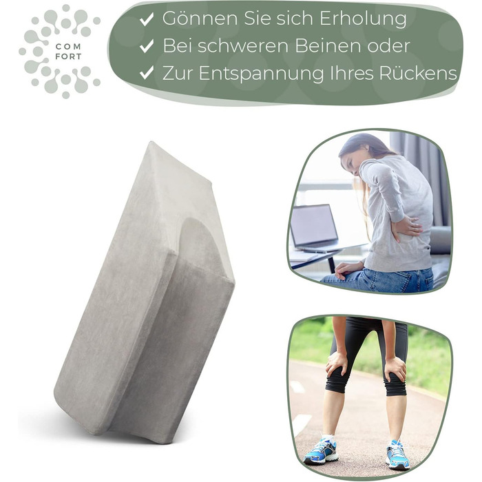 Піднімна подушка для ніг Well B4: підтримка ніг та колін, для лікування вен, сіра