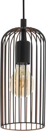 Настільна лампа EGLO Roccamena, вінтажна настільна лампа на 1 світло, промисловий приліжковий світильник з металу чорного та мідного кольорів, цоколь E27 (підвісний світильник на 1 світло)