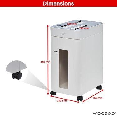 Шредер для документів Woozoo P8GCD, 8 листів, дерев'яний, перехресний ніж, кошик 8.9L, A4