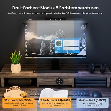 Моніторна лампа з пультом дистанційного керування, захист очей, регулювання яскравості та колірної температури, USB-лампа для монітора, ігровий офіс, дім