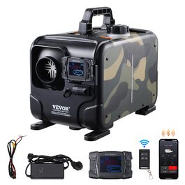 VEVOR 8 кВт дизельна піч опалення 12/24 В з Bluetooth, пультом дистанційного керування та CO-датчиком, швидко нагрівається, портативна, горизонтальна, маскувальна