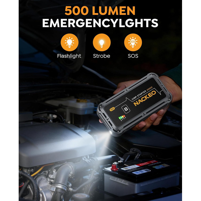 Powerbank для запуску двигуна 7000A - запуск авто, SUV, мотоцикла, вантажівки. 12V, LED ліхтарик, кабель для підключення