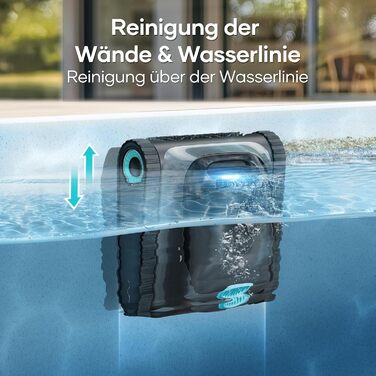 Робот-пилосос для басейну AIPER Scuba S1, очищення дна та стін, водолінія, ультраточний фільтр 3 мкм, акумулятор 180 хв, потужність 15900 л/год, керування через додаток, для вбудованих басейнів