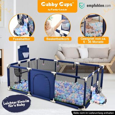 Дитячий ігровий центр GUBBY GUPS® з м'ячами та баскетбольним кільцем (та футбольними воротами), 188x124x66 см. Ідеально для розвитку та активних ігор.